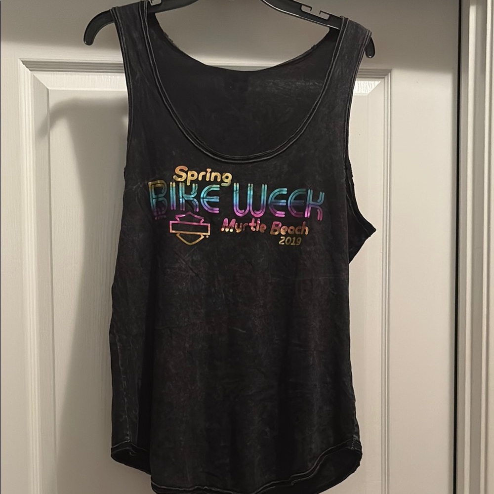 Harley-Davidson Black Sleeveless Tank Top with Graphic Design